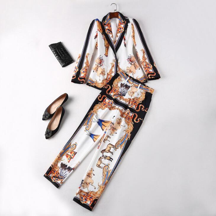 Ladies Suit European And American Style Fashion Printed Suit Suit Women