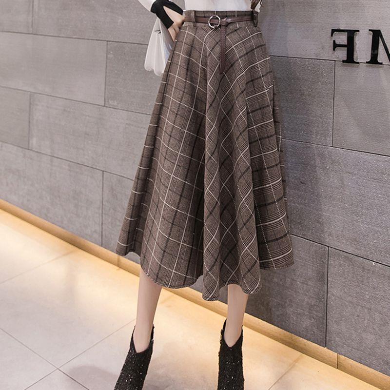 Women's Loose Retro Plaid Skirt