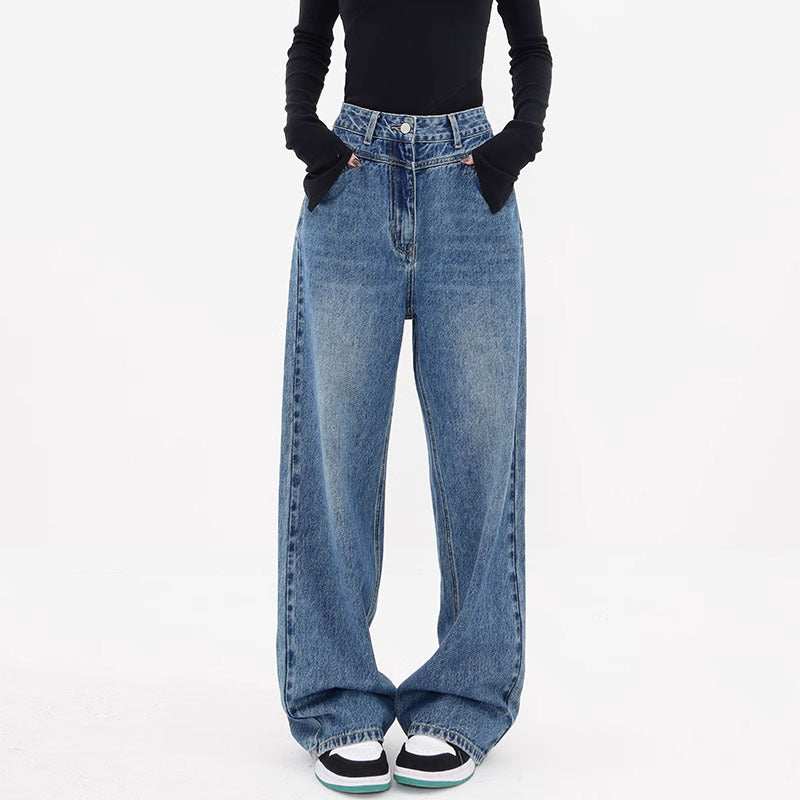 Women's Autumn New Design Niche Loose Wide Leg Leisure Jeans