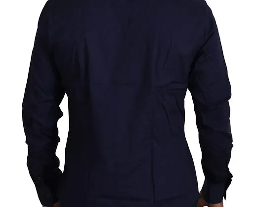 Versace Collection Dark Blue Cotton Formal Dress Trend Shirt