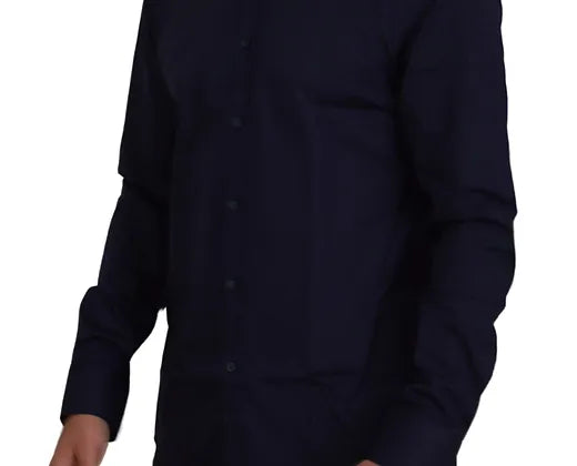 Versace Collection Dark Blue Cotton Formal Dress Trend Shirt