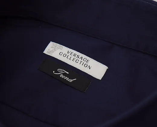 Versace Collection Dark Blue Cotton Formal Dress Trend Shirt