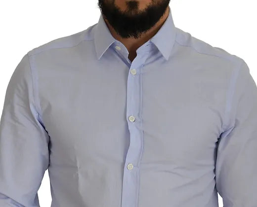 Versace Collection Light Blue Cotton Formal Men Shirt