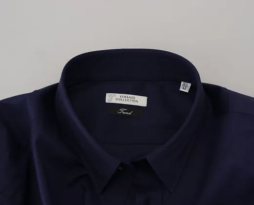 Versace Collection Dark Blue Cotton Formal Dress Trend Shirt