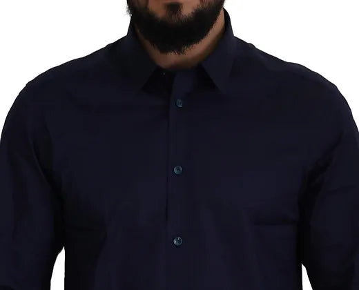 Versace Collection Dark Blue Cotton Formal Dress Trend Shirt