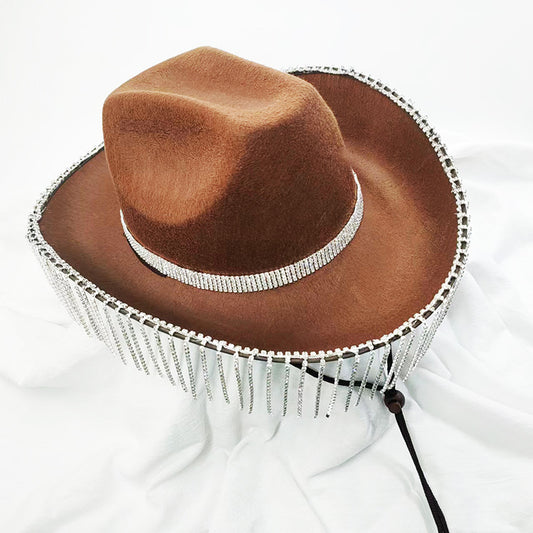 Bridal Party Rhinestone Tassel Western Denim Hat