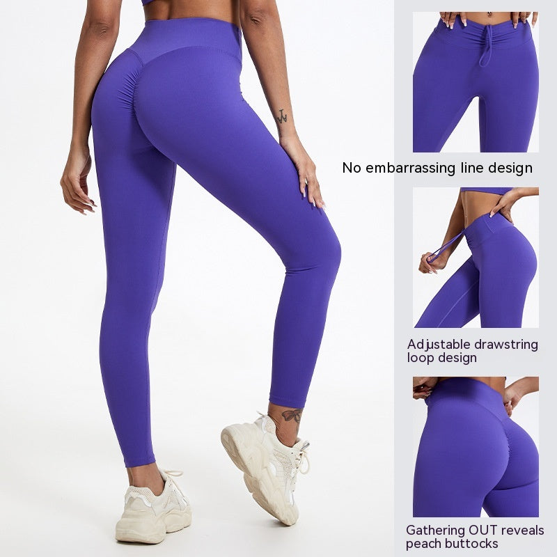 Yoga Leggings Outdoor Running Fitness Sports Pants Naked Women Sense Hip Lifting Chrysanthemum Yoga Pants