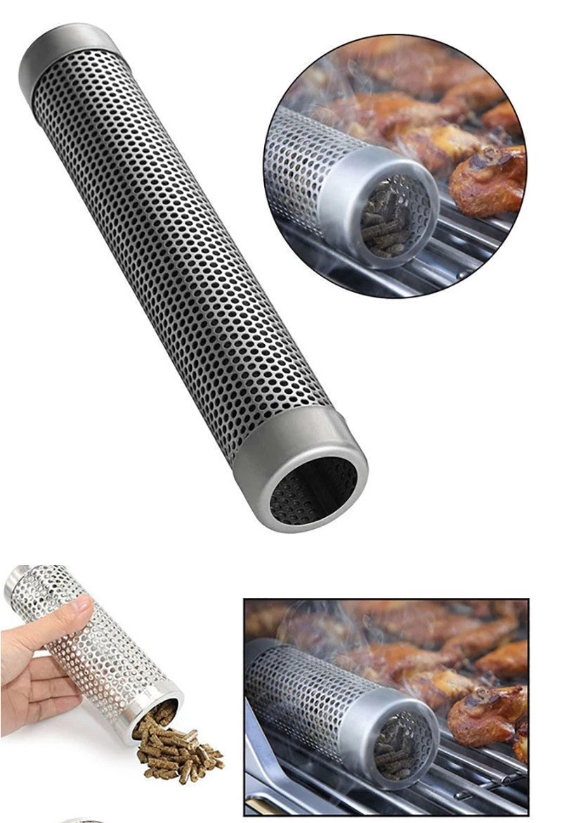 Stainless Steel Smoke Pipe Barbecue Tray Holder Accessories