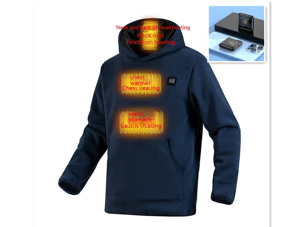 Smart Heating Coral Fleece Hood Sweater