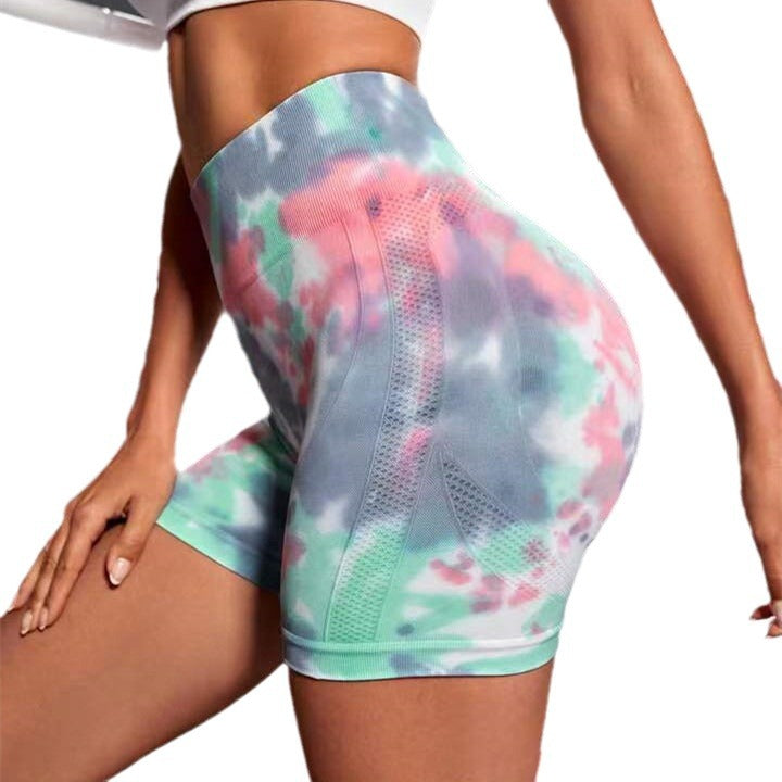 Seamless Peach Hip Raise Tie-dye Yoga Shorts