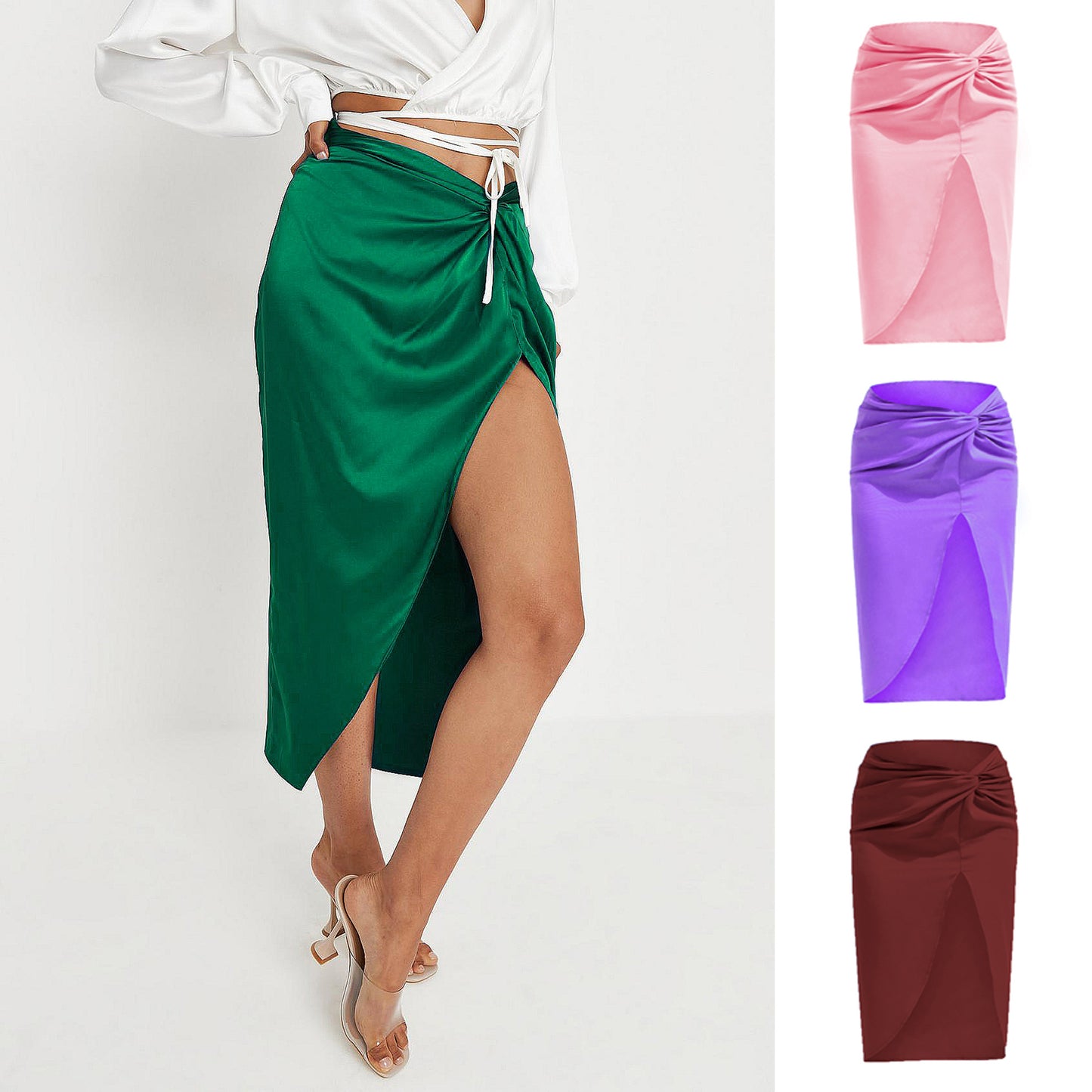 Women's High Waist Twisted Irregular Skirt