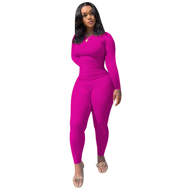 Women's Plus Size Sports Two-piece High-elastic Sunken Stripe