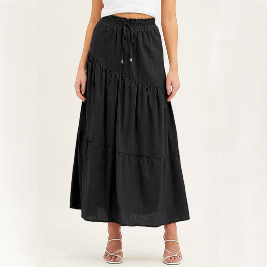 Women's High Waist Long Skirt Elastic Waist