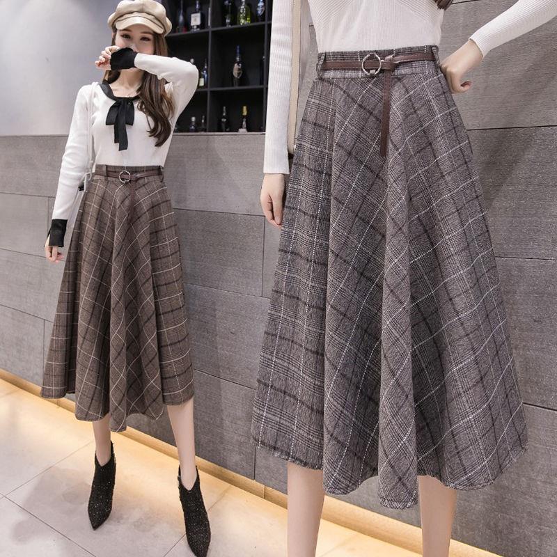 Women's Loose Retro Plaid Skirt