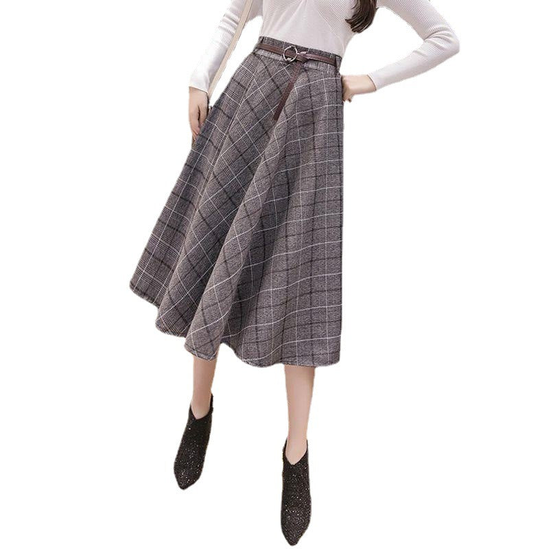 Women's Loose Retro Plaid Skirt